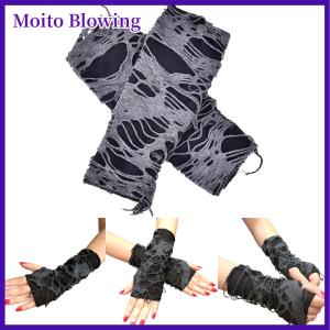 Moito A Pair Gothic Arm Warmer Fingerless Beggar Punk Halloween Gloves Hole Cosplay