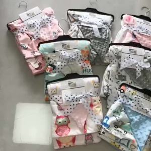 ผ้าห่มขนแกะนุ่มพิเศษ ขนมิงค์กี้ พร้อมจุดสองชั้น สําหรับเด็กทารกแรกเกิด ชุดเครื่องนอน ผ้านวม ผ้าห่อตัว♢X1105