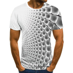 [Local Stock] VCC Funny 3D Grid Print Mens T Shirt Hip Hop Trend Harajuku Streetwear Tee Casual O-neck Short Sleeve Tops Summer Cyberpunk Clothes