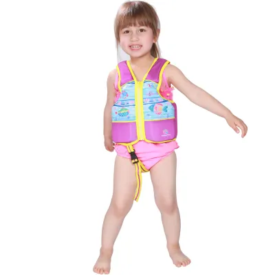 Megartico Cartoon Sealife Girls Swim Life Jackets with Zipper 2-6 Years Old