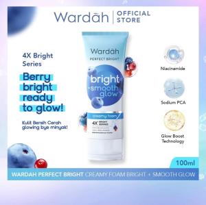 Wardah Perfect Bright Creamy Foam Bright Smooth Glow 100ml - Pembersih Wajah Untuk Mencerahkan dan Glowing