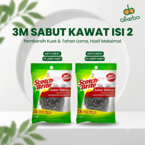 [Isi 2] Scotch-Brite 3M Sabut Kawat Stainless - Alat Pembersih Panci Anti Karat