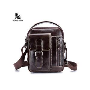 LAOSHIZI Genuine Leather Shoulder Bag Men Messenger Bags Small Casual Flap Zipper Design Male CrossBody Bag