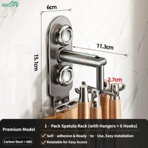 [OKLIFE. SG]Removable Suction Kitchen Hanger Multifunctional Cookware Hook Practical Household Kitchen Storage Organizer