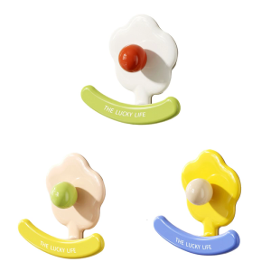 Without Drilling Flower Wall Hook for Bathroom and Kitchen Strong Adhesion Waterproof Sturdy Plastic Materials