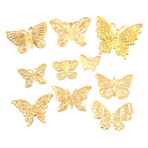 [fenggongshuode] 50Pcs Set Metal Filigree Hollow Butterfly Charms Craft DIY Jewelry Making