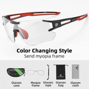 【Giao hàng địa phương】ROCKBROS Kính đi xe đạp HD không vành chống tia UV Kính râm siêu nhẹ phân cực cho xe đạp đường trường MTB Kính râm câu cá thể thao ngoài trời Photochromic