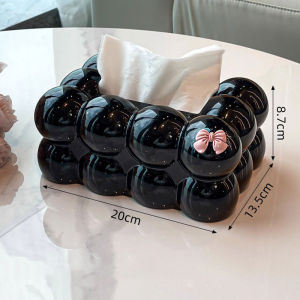 กล่องใส่กระดาษทิชชู่ แถมเรซื่นโบว์ กล่องทิชชู่ ดีไซน์เก๋ ทรงบับเบิ้ล