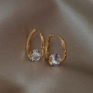 Korean Fashion Zircon Drop Earrings For Women Jewelry 2026 Trending New Luxury Womens Geometric Hoop Earrings Pendientes Gifts h260612