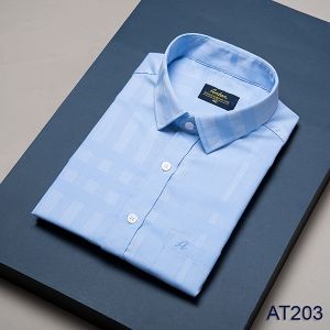 Áo Sơ Mi Nam Công Sở Trung Niên Dài Tay Anton Vải Sợi Tre Xanh Dương Thấm Hút Mồ Hôi - YAT203