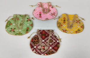 Multicolor Embroidered Silk Potli Bag for Women & Girls | Beaded Bridal Clutch Purse for Weddings Festivals & Parties | Gift Item | 23x22 cm (1 pc)