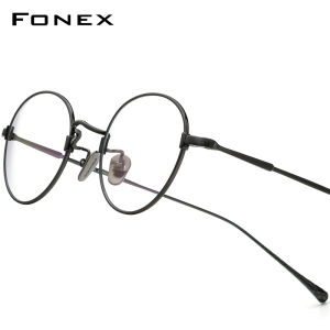 FONEX Titanium Glasses Frame Women Brand Design Vintage Round Eyeglasses Men Full-Rim Japanese High-Quality Ultralight Custom Optical Eyewear 85690