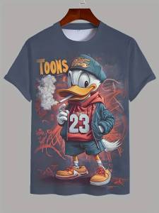 3d Mens Digital Print Short Sleeve Duck Pattern Shirt T Shirt Summer cool and loose-fitting round-neck top