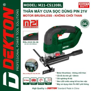 Máy Cưa Sọc Dùng Pin Dekton M21-CS120BL Mẫu Mới | Máy Cưa Lọng Dùng Pin Dekton BrushLess Chỉnh Tốc 6 Cấp Chính Hãng