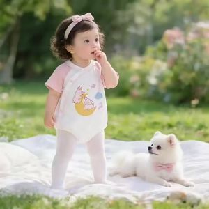 Baby a Summer-style thin short-sleeved romper for baby girls breathable summer clothing for newborns