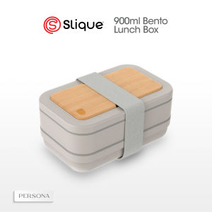 SLIQUE Personal Lunch box with PP Spork Included 2 Layers Compartment 900ml BPA-Free Bento Box Microwavable