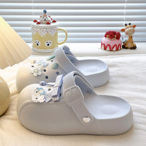 [Free Shipping] Summer EVA Clogs Cute Floral Kitten Design WomenS Outdoor Wear Thick Sole Lightweight Breathable And With A Closed-Toe Design