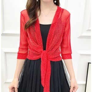 GTRBFDS One Size Womens Cardigan Polyester Tulle Air-Conditioning Shirt High Quality Mesh Shawl Womens