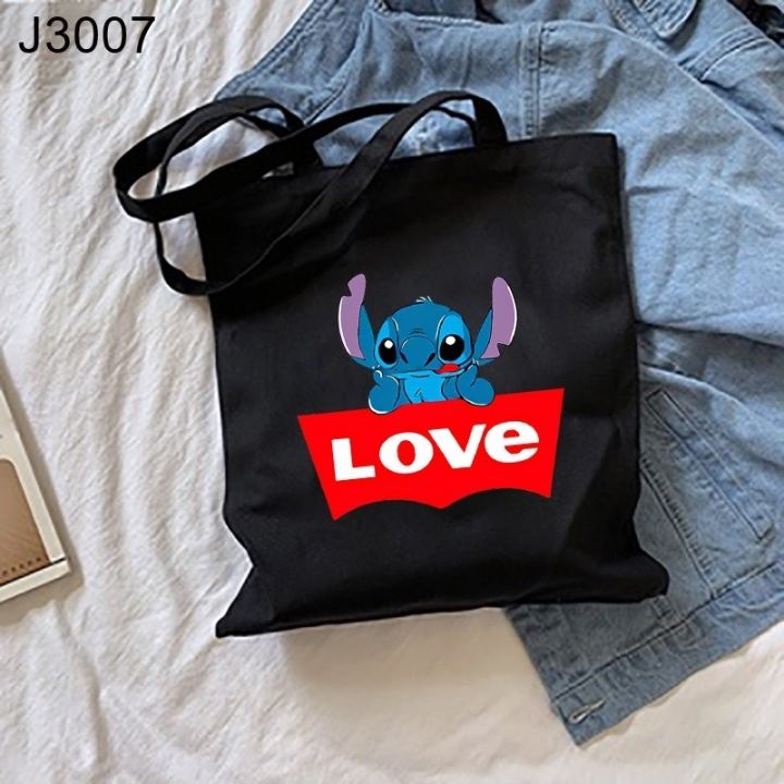 Cute%20Stitch%20Printed%20Canvas%20Tote%20Bag%20Casual%20Black%20Shoulder%20Shopping%20Handbag%20-%20Image%208