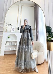 Glamz Mizna 6 Gamis Set Kerudung Segiempat Terbaru Terlaris Mewah Murah Kekinian Dress Pesta Elegan