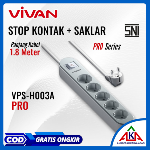 Stop Kontak Arde VIVAN VPS PRO Series Kabel 1.8M Port USB Type-C Saklar Tembaga Murni SNI