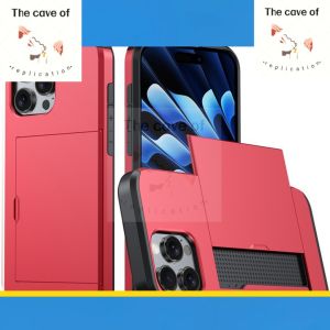 Phone Case For iPhone 13 14 15 Pro Max Plus Slide Card Slot Card Holder TPU PC Phone Protective Case