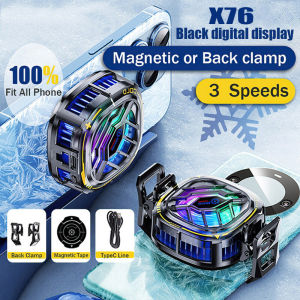 USB Phone Cooler Fan Magnetic Back Clip RGB LED Display Turbo Cooling Semiconductor Radiator for Gaming Phone & Tablet (Universal Fit)