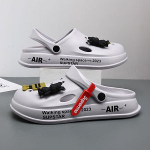 Free Shipping New MenS Slip-On Clogs Non-Slip Thick-Soled Casual Korean-Style Beach Sandals Soft-Soled Nurse-Style With A Closed Toe Design