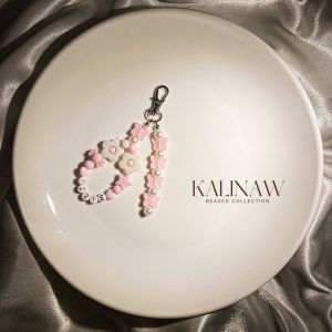 KALINAW Cute Customized Name Flower Candy Colored Beaded Keychain/ Phone Strap/ Lobster Clasp