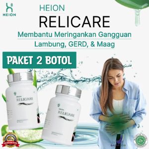 PAKET 2 BOTOL Heion Relicare 30 Kapsul Membantu Meringankan Gangguan Lambung Dan Gerd Dan Maag