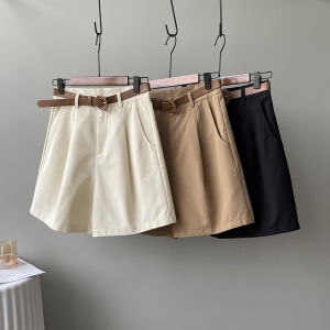 （CLE）Alisa Sonya Womens Casual Cargo  Cotton Shorts  Cotton Loose Fit Outdoor Wide leg Paper Bag Suit shorts