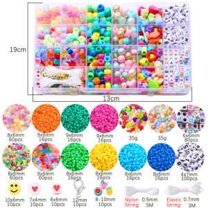 700pcs/Box Plastic Acrylic Beads Pearl Beads Letter Beads Clay Fruit Charm Beads with String for Unique DIY Shoe Lace Shoe Decoration Making