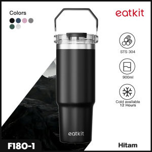 Eatkit Tumbler Minum Stainless Steel 890ml Handle 2in1 Vacuum Insulated Portable Thermos Tahan Panas