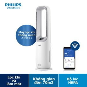 [SIÊU SALE TẾT 15.1 - 10.2] DEAL RẺ CHẠM SÀN MUA LÀ CÓ QUÀ][SỐ LƯỢNG CÓ HẠN] Máy Lọc Không Khí Và Quạt 2 Trong 1 Philips AMF765/30 - Lọc Không Khí Tới 70M2 - Tốc Độ Phân Phối Không Khí Sạch (Cadr) 270 M3/Giờ - Bộ Lọc Hepa & Than Hoạt Tính - Kết Nối