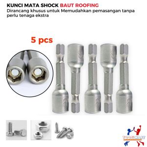 Mata Sok Magnet Sock Bor Roofing Baut Sekrup Baja Ringan 1 SET 5 PCS