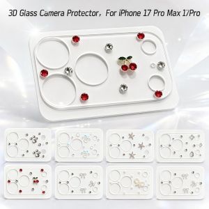 CUFEI Clear HD Glass Camera Protector Full Cover Diamond 3D Cherry Lens Film Anti Scratch Camera Lens Cover for iPhone 17 Pro Max 17Pro