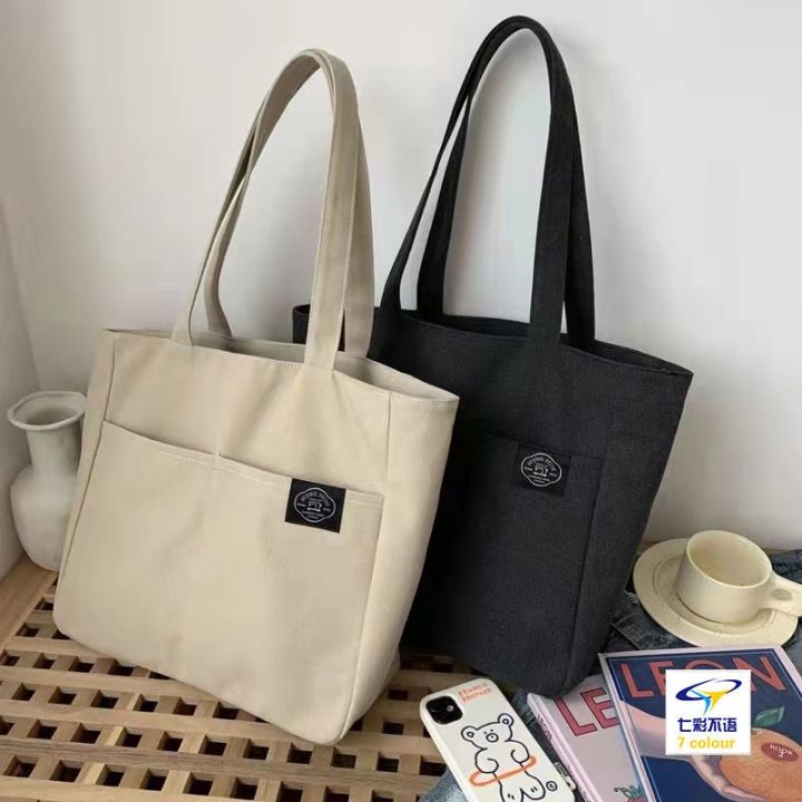 Japanese Original Multi-pocket Tote Canvas Bag Simple Versatile ...