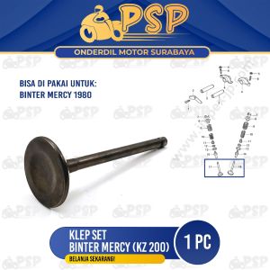 Klep Set Binter Mercy KZ 200 (Besar) - Payung Klep Kelep Besar In Kawasaki Binter Merci Merzy kz200