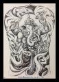แทททูขนาดเต็มหลังลายพระพิฆเนศ Tattoo Sticker สติ๊กเกอร์รอยสักชั่วคราว กันน้ำได้ ขนาด 34x48.5 ซม.. 