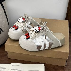 Free Shipping Thick-Soled Slip-On Shoes 2026 Spring/Summer New Collection Casual Thick-Soled WomenS Shoes Lace-Up Platform Sandals WomenS Summer Outdoor Wear