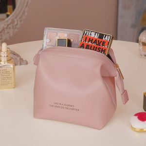 Travel Makeup Bag Purse Organizer Insert Tote Handbag OrganizerPU Leather Cosmetic Travel BagsPortable Toiletry BagRoomy Cosmetic Bag for Women