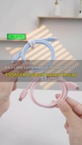(HD1)Essager PD 29W Type C To USBC Cable Macaron C-L Cable For 14 13 12 11 Pro Max Xs Plus Wire 27W 20W Fast Charging Type-C To Data Cord
