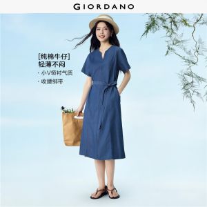 GIORDANO Women Dress Pure Cotton Seam Detail Dress Casual Stylish Trendy Elegant Comfortable Fashion Classic 05466301