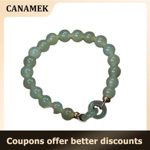 【 CANAMEK 】 Summer Valentines Day Gift Love Heart Jade Beads Charm Bracelet for Women Girl Fashion Natural Bracelet To Love Jewelry Gifts