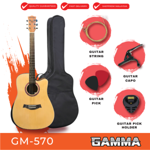 GAMMA (GM-570) 41inch Dreadnought Acoustic Guitar with Cutaway & Armrest ( GM570 / GM 570 / GM-570-41 )