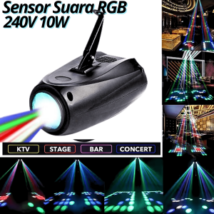 Emslaser Lampu Sorot Panggung Proyektor Disco DJ Warna Warni 20W Dengan Sensor Suara RGB 128 LED