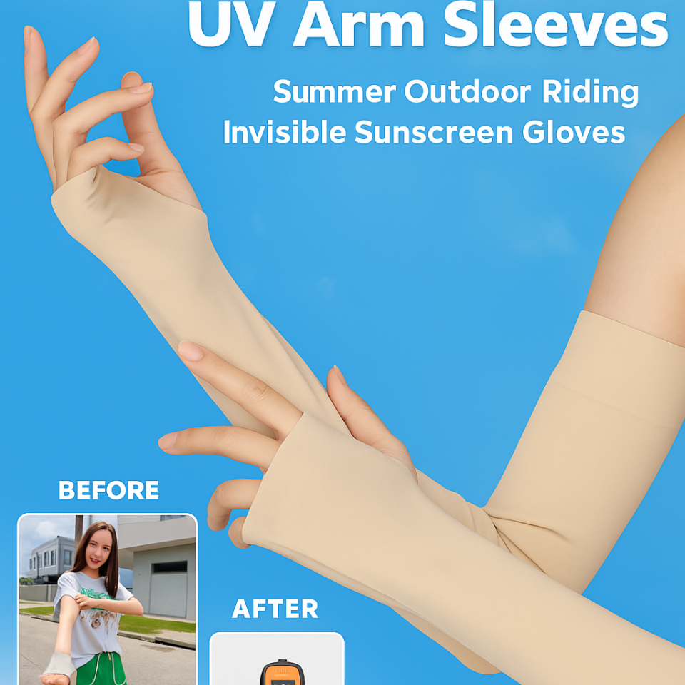 Invisible Seamless Ice Sleeves Cooling Arm Sleeves UPF50 Plus Sun Protection UV Blocking Outdoor Sports Arm Cover Accessories
