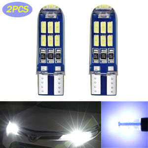 2pcs Waterproof Silicone T10 Led Bulb Park Light Car Dome Light W5W 194 168 15SMD 4014 Side Wedge Replacement Car Interior Light License Plate Clearance Indicator Reading Lights