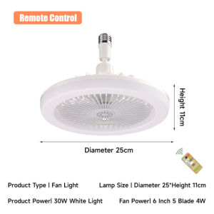 SUNDAR Ceiling Fan Light With Remote Control 2 in 1 E27 Fan Blade Bulb LED lights Interface Bedroom Silent Fan Light