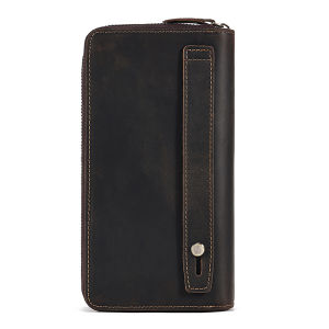 BANYANU Large Capacity Men Long Wallet Original Anti RFID Cow Genuine Leather Phone Handbag for Men Business Travel